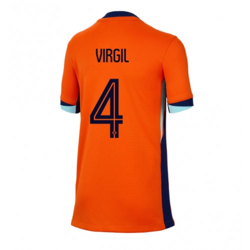 Dámy Fotbalový dres Holandsko Virgil van Dijk #4 ME 2024 Domácí Krátký Rukáv